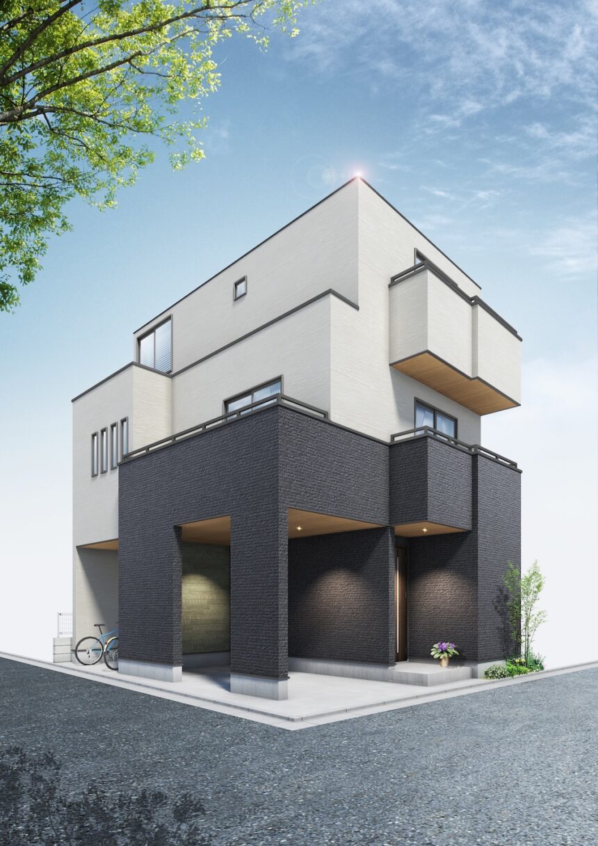 建築オーダーパース。茅ヶ崎市の戸建・外観。