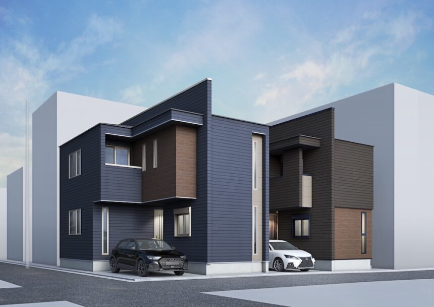 建築パース。横浜市の戸建・外観。