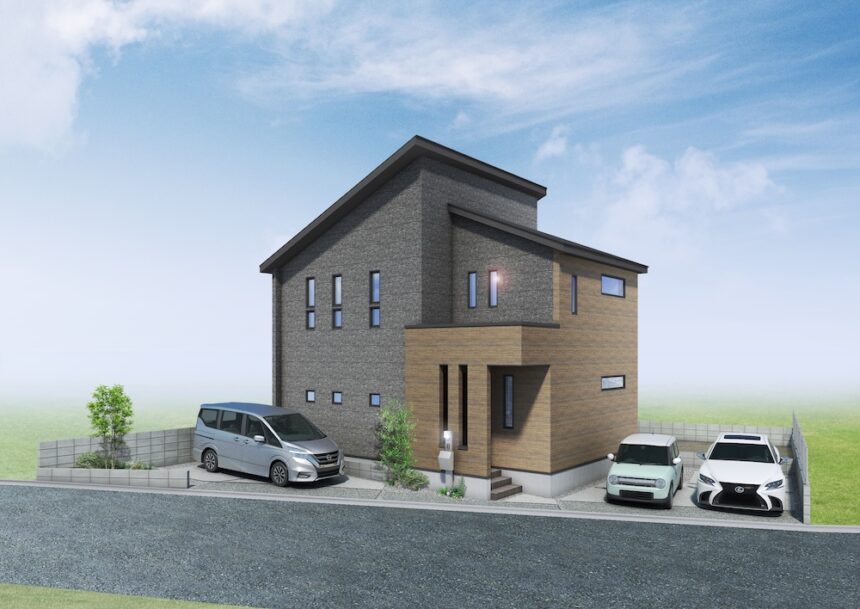 建築オーダーパース。東大和市の戸建・外観。