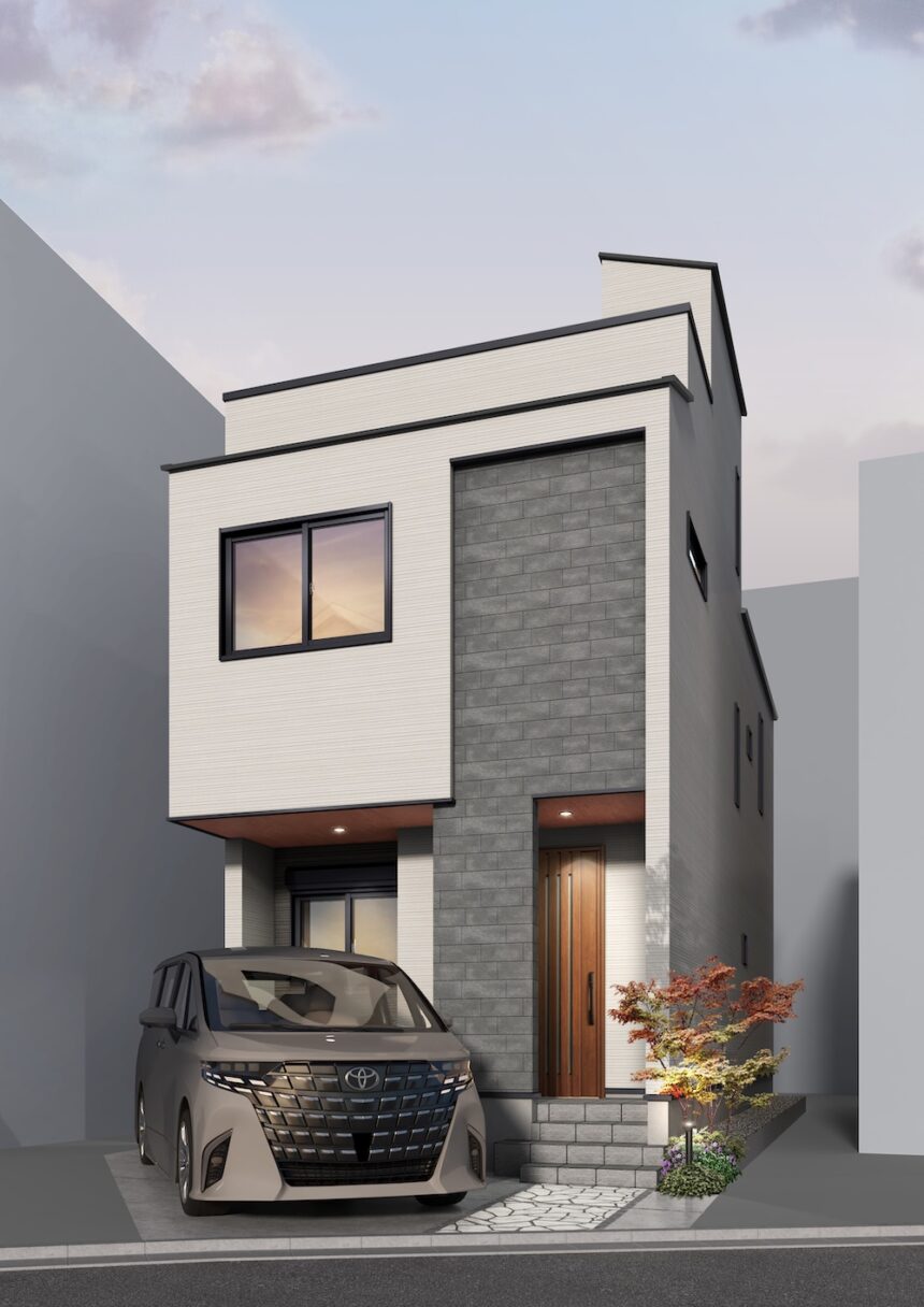 建築パース。練馬区の戸建・外観。