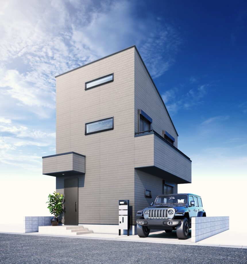 建築オーダーパース。三鷹市の戸建・外観。