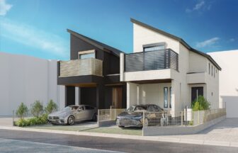 建築パース。杉並区の戸建・外観。