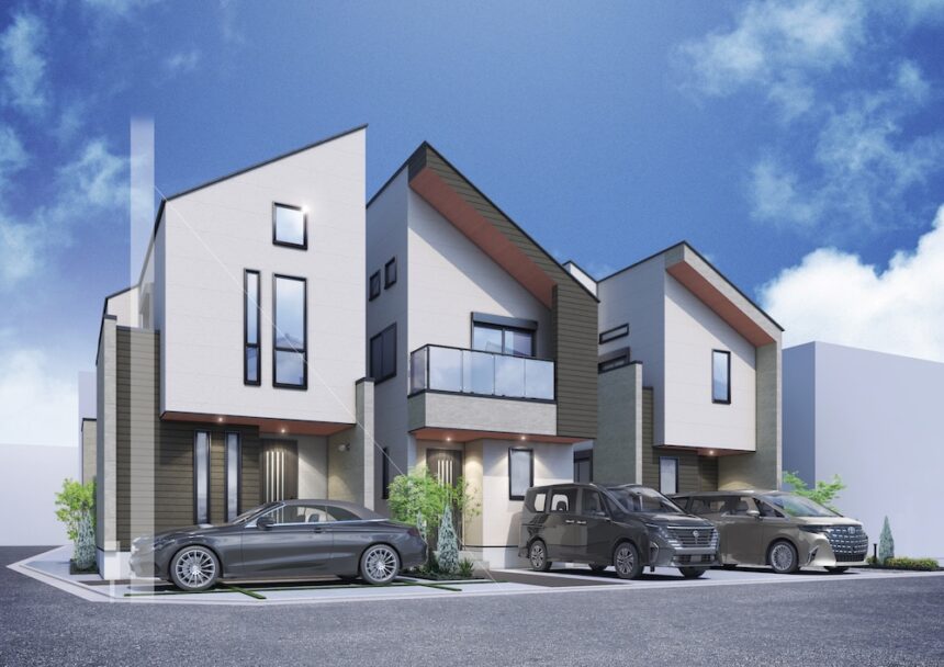 建築パース。杉並区の戸建・外観。