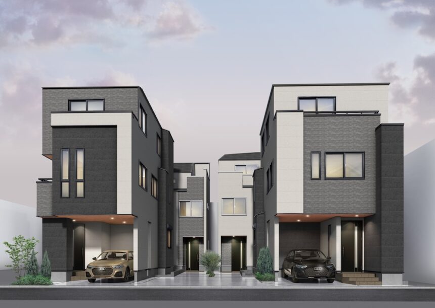 建築パース。大田区の戸建・外観。