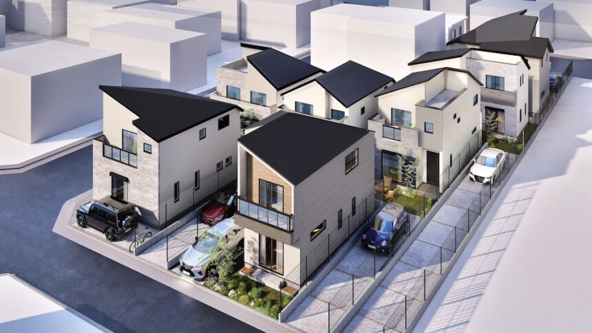 建築オーダーパース。八王子市の戸建・外観。