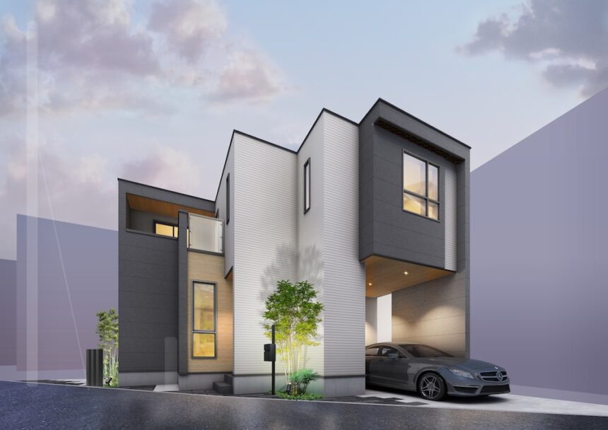 建築パース。さいたま市の戸建・外観。