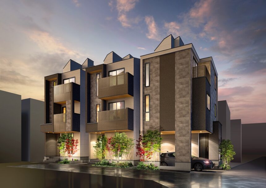 建築オーダーパース。文京区の戸建・外観。