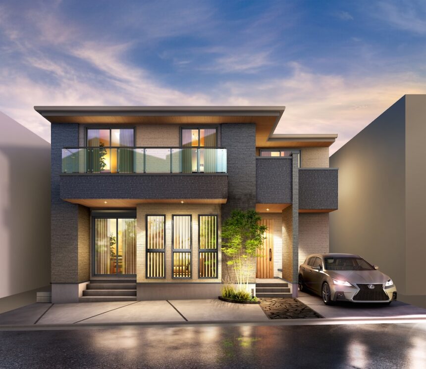 建築オーダーパース。横浜市の戸建・外観。