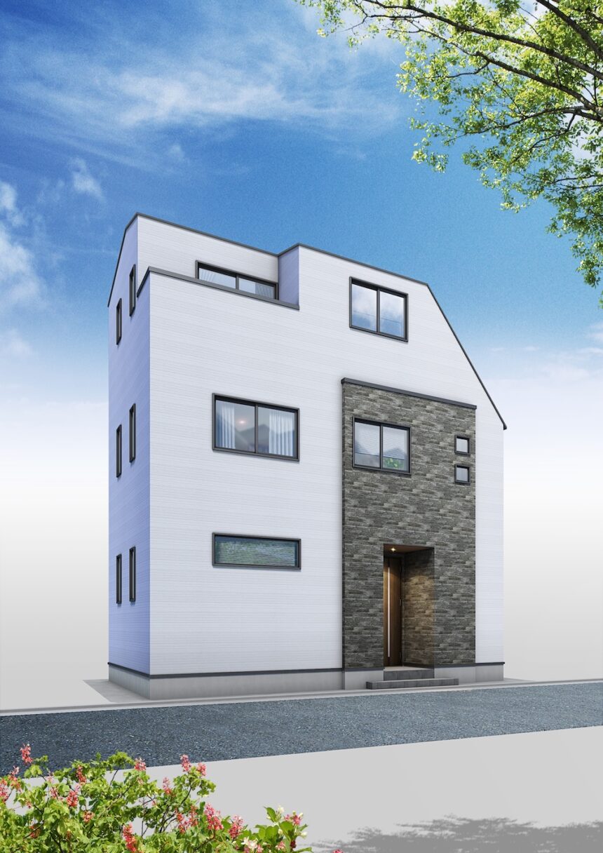 建築オーダーパース。武蔵野市の戸建・外観。