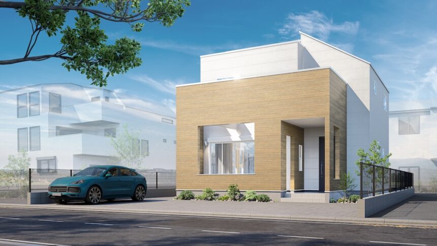 建築オーダーパース。昭島市の戸建・外観。