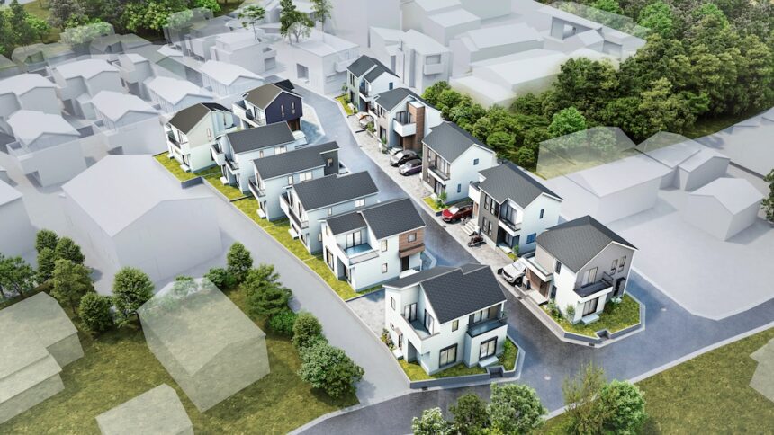 建築オーダーパース。昭島市の戸建・外観。