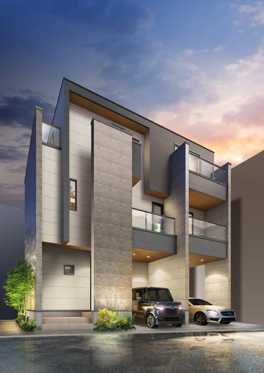 建築パース。市川市の戸建・外観。