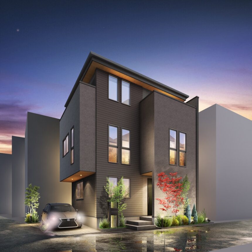 建築オーダーパース。品川区の戸建・外観。