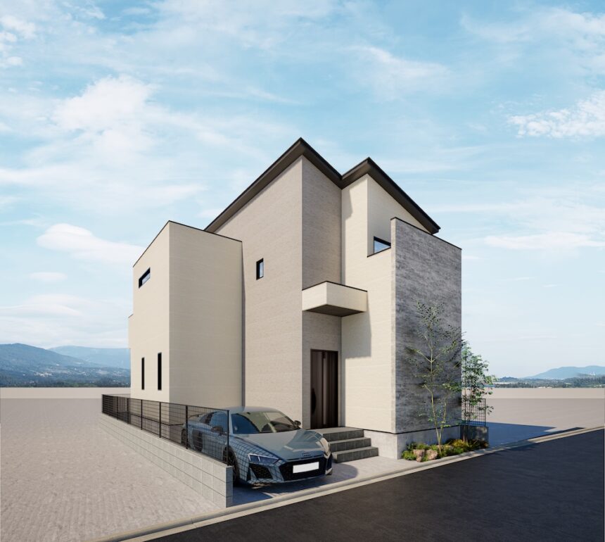 建築オーダーパース。昭島市の戸建・外観。