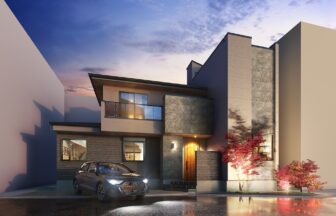 建築オーダーパース。荒川区の戸建・外観。