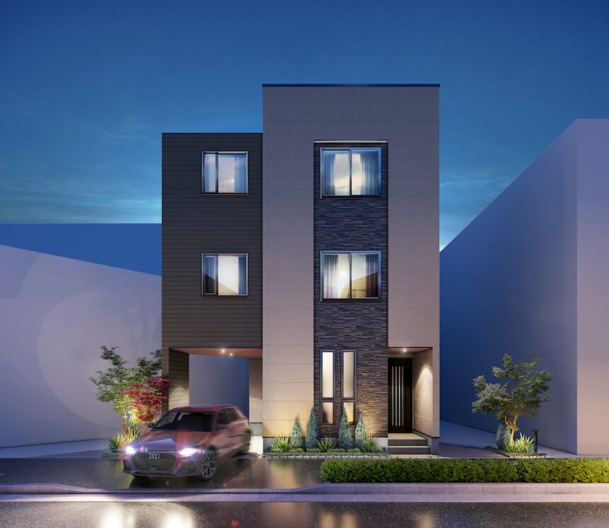 建築オーダーパース。さいたま市の戸建・外観。