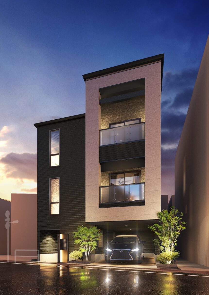 建築オーダーパース。世田谷区の戸建・外観。