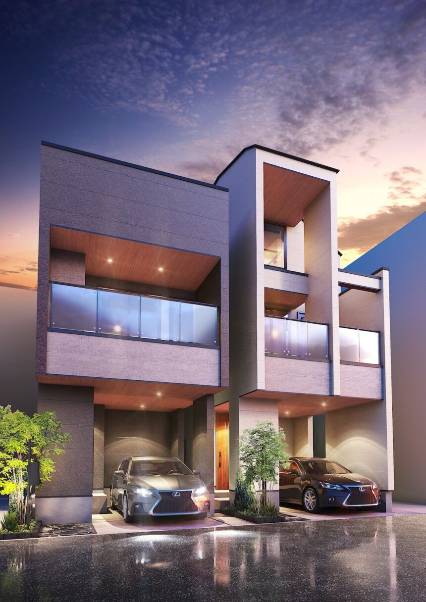 建築オーダーパース。横浜市の戸建・外観。