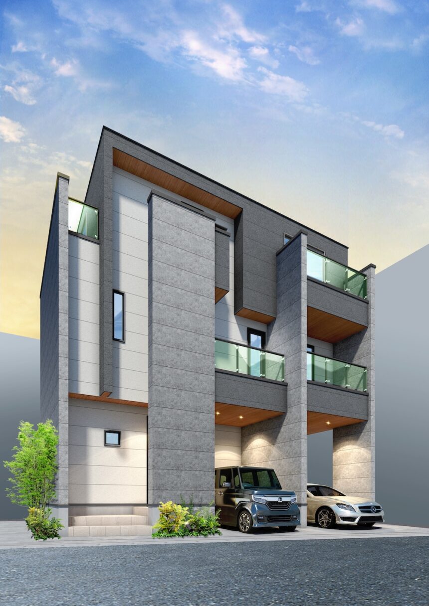 建築パース。市川市の戸建・外観。