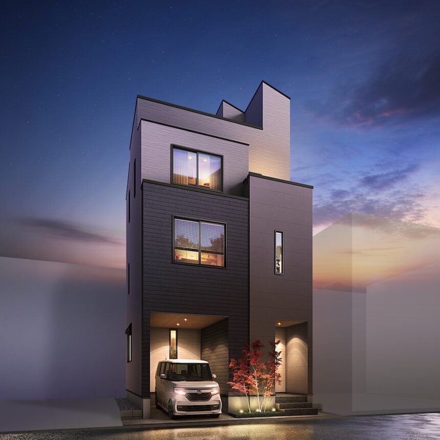 建築オーダーパース。川口市の戸建・外観。
