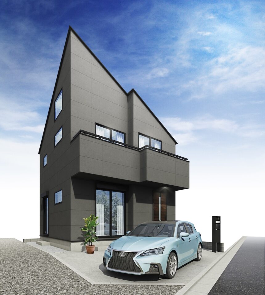 建築オーダーパース。稲城市の戸建・外観。