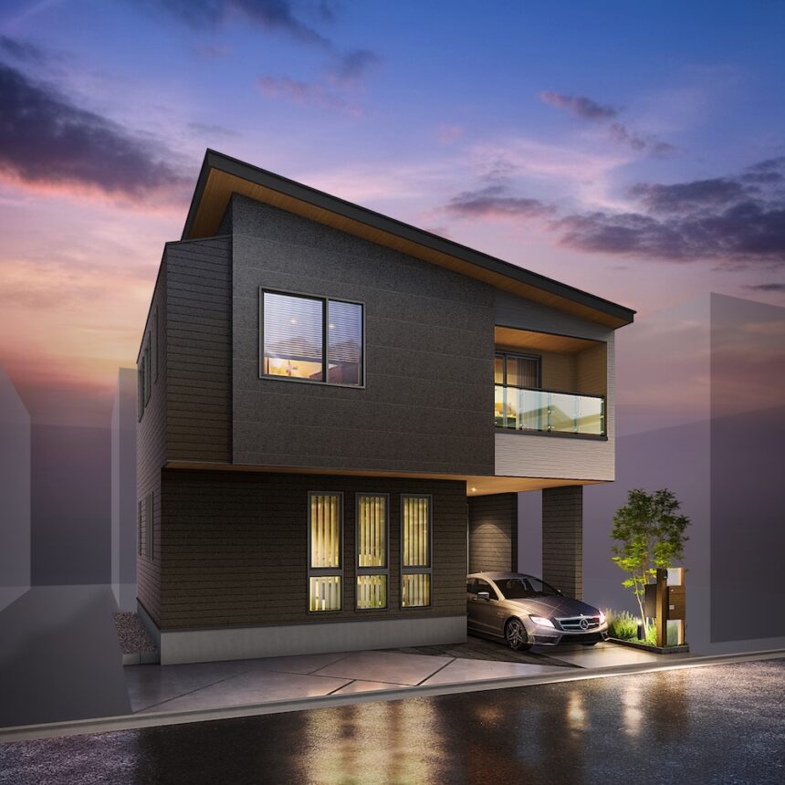建築オーダーパース。蕨市の戸建・外観。