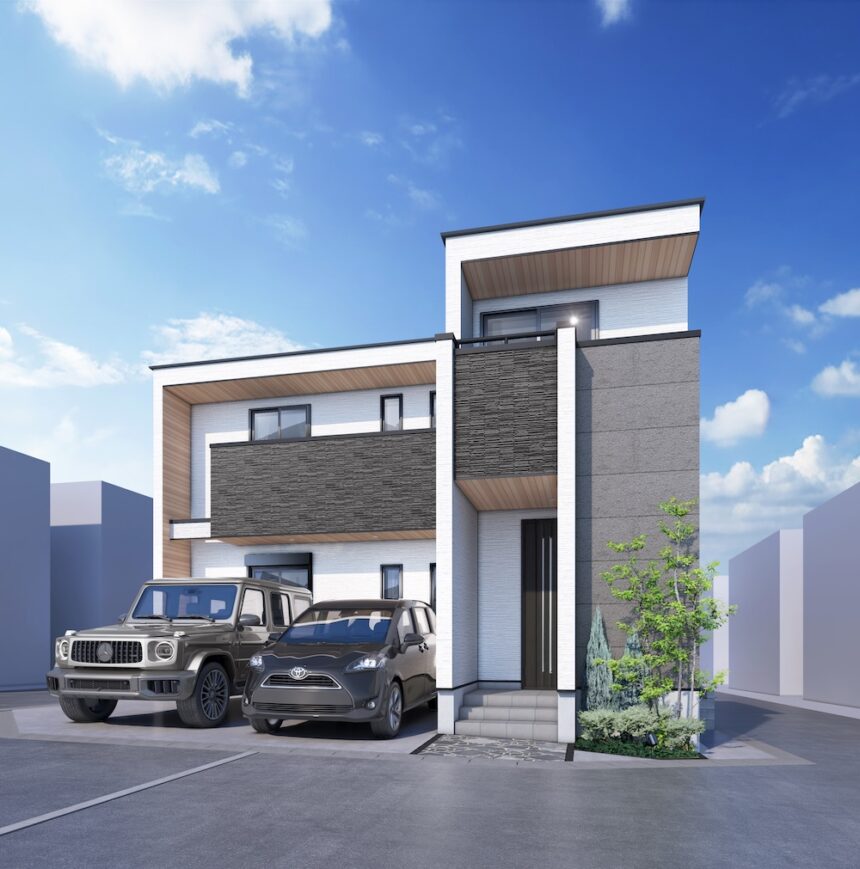 建築オーダーパース。横浜市の戸建・外観。
