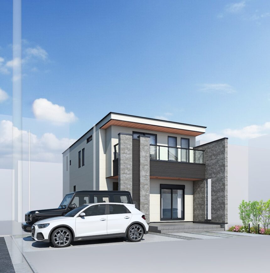 建築オーダーパース。さいたま市の戸建・外観。