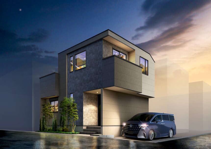 建築オーダーパース。越谷市の戸建・外観。