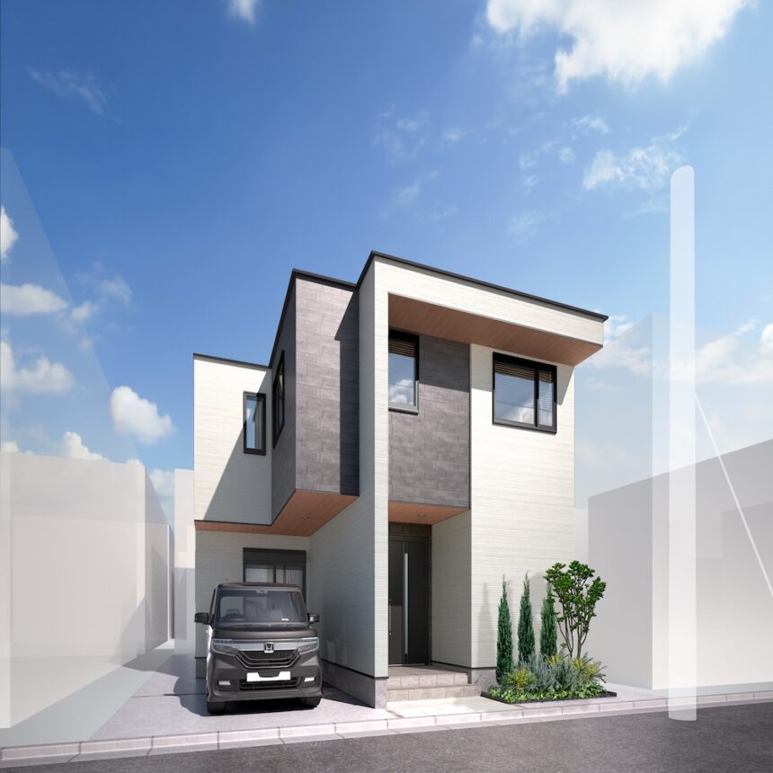 建築オーダーパース。横浜市の戸建・外観。