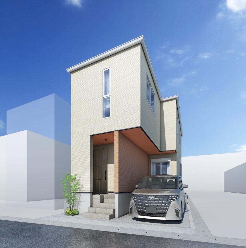 建築パース。福岡県の戸建・外観。