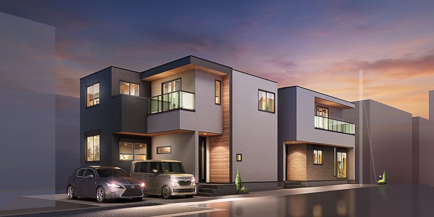 建築オーダーパース。上尾市の戸建・外観。