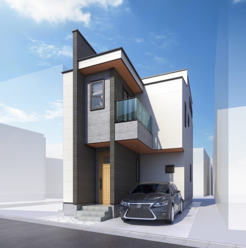 建築パース。練馬区の戸建・外観。