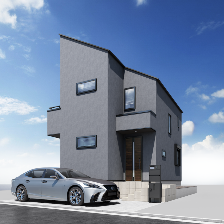 建築オーダーパース。小金井市の戸建・外観。