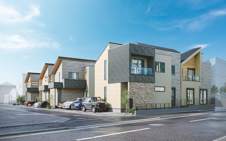 建築オーダーパース。武蔵野市の戸建・外観。