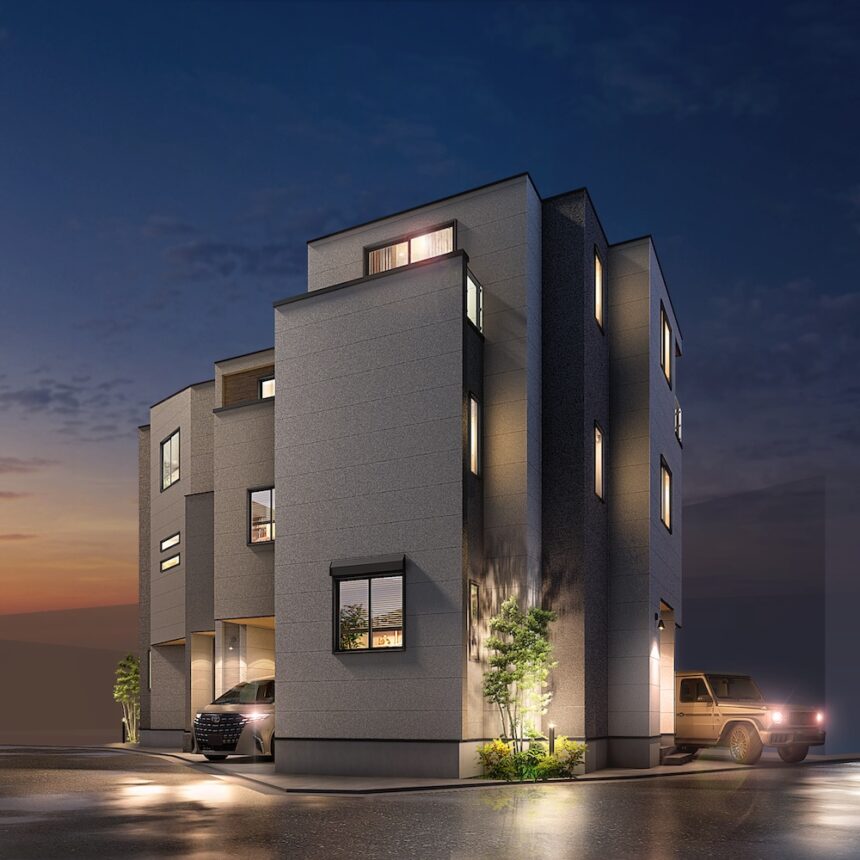 建築オーダーパース。川口市の戸建・外観。